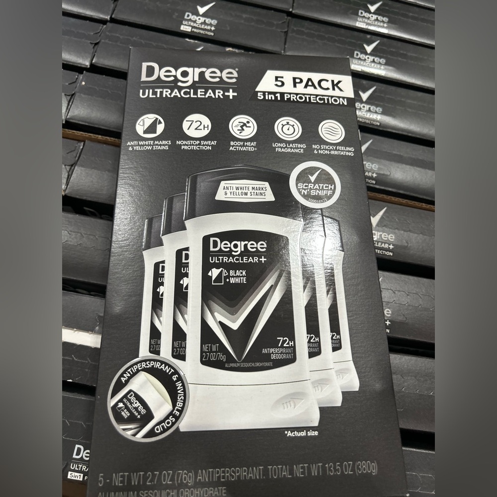 Degree Men Ultra Clear Black + White Solid Antiperspirant Deodorant, 2.7oz - 5ct